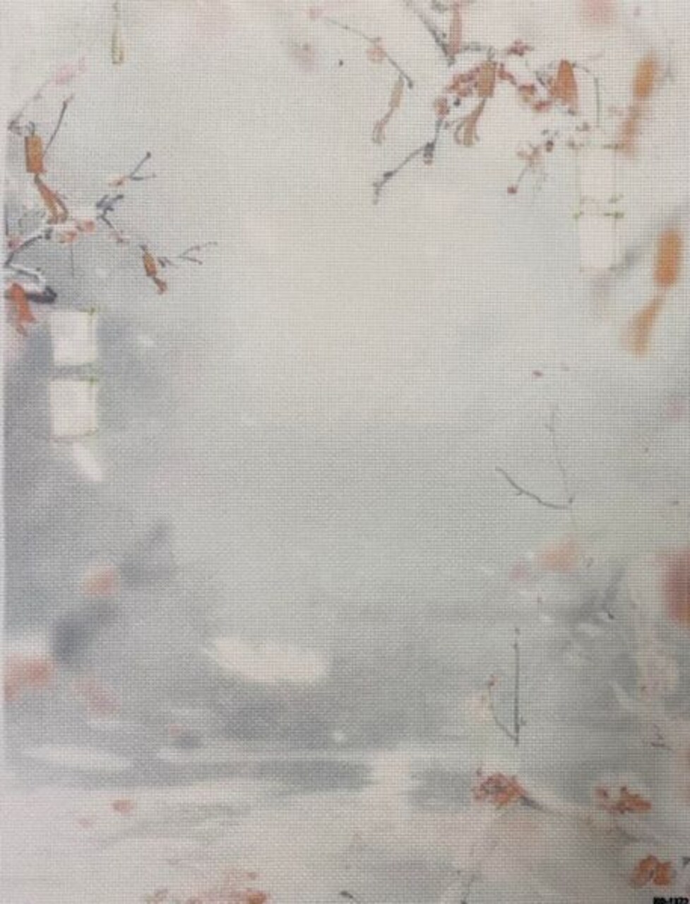 Misty Sakura Designer Printed AIDA Fabric. Canvas for embroidery with an applied background KF-1372A